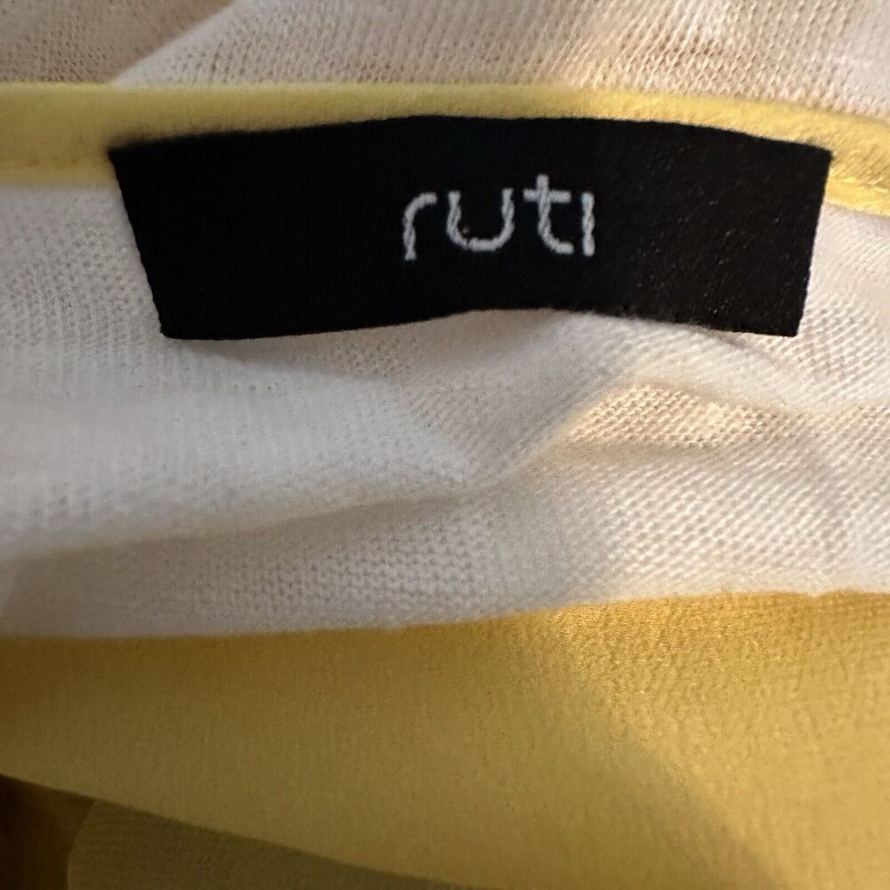 Ruti Womens Silk Linen Blend Womens Size XS/S Oversized Yellow White Boxy - Picture 4 of 5